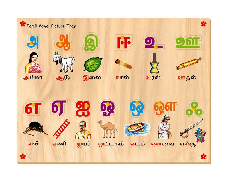 Tamil Vowel Picture Tray skillofun