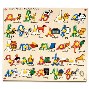 Cursive Alphabet Tray with Pictures